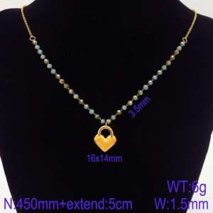 Stainless Steel Stone & Crystal Necklace - KN107072-Z