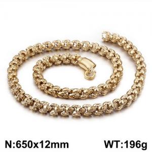 Gold Halloween Skull Polished Men's Necklace - KN107326-KJX