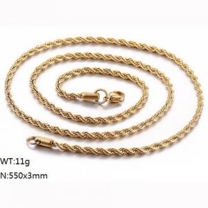 SS Gold-Plating 3mm Steel Twisted Singapore Chains - KN107633-K