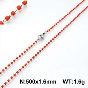 Stainless Steel Stone & Crystal Necklace - KN107770-Z
