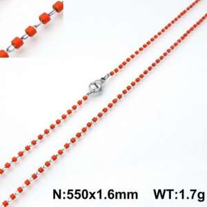 Stainless Steel Stone & Crystal Necklace - KN107771-Z