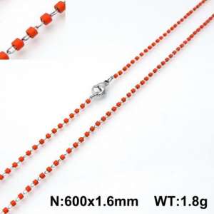 Stainless Steel Stone & Crystal Necklace - KN107772-Z