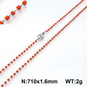 Stainless Steel Stone & Crystal Necklace - KN107774-Z