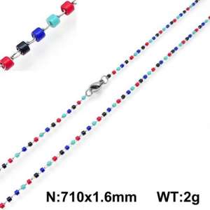 Stainless Steel Stone & Crystal Necklace - KN107809-Z