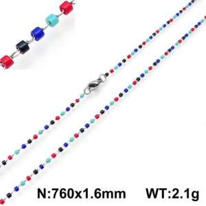 Stainless Steel Stone & Crystal Necklace - KN107810-Z