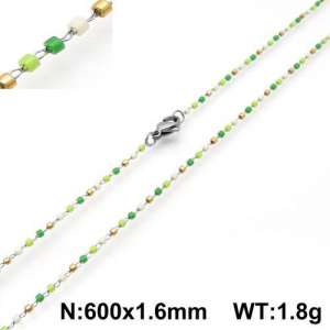 Stainless Steel Stone & Crystal Necklace - KN107821-Z
