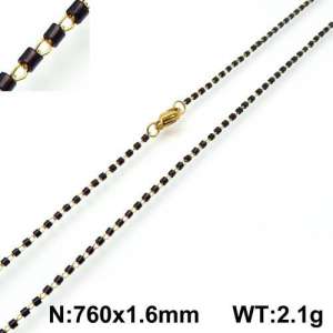 Stainless Steel Stone & Crystal Necklace - KN107831-Z