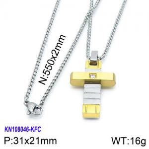 SS Gold-Plating Necklace - KN108046-KFC