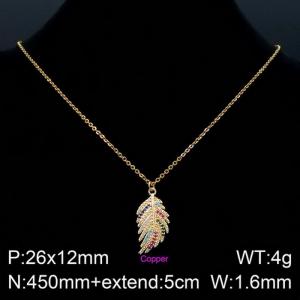 New European and American Style Fashion Necklace Feather Necklace - KN108088-Z