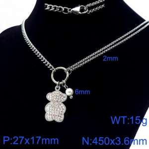Stainless Steel Stone Necklace - KN108215-Z