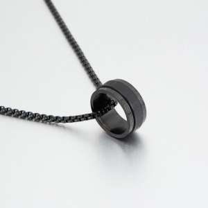 Stainless Steel Black-plating Necklace - KN109039-K