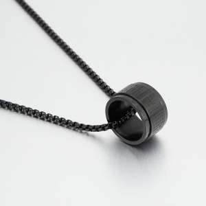 Stainless Steel Black-plating Necklace - KN109046-K
