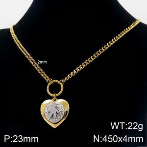 Fashionable and Creative Stainless Steel Double Layer Splice Chain with Heart Shaped Diamonds for Little Boys Necklace - KN109250-Z