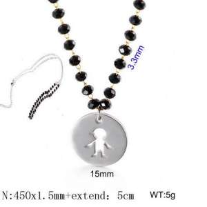 Stainless Steel Stone & Crystal Necklace - KN109568-Z
