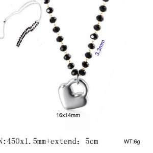 Stainless Steel Stone & Crystal Necklace - KN109604-Z