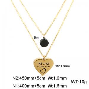Gold Heart Love Pendant Necklace Double Layer Clavicle Chain MOM Mother's Day Gift - KN109777-KFC