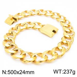 Gold Casting Smooth Thick Necklace Hip Hop Punk Cuban Chain - KN11090-D