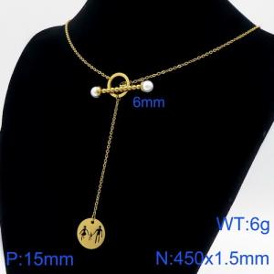 SS Gold-Plating Necklace - KN111011-Z