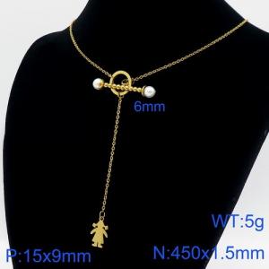 SS Gold-Plating Necklace - KN111012-Z
