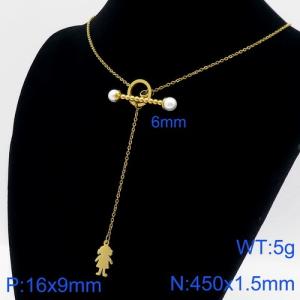 SS Gold-Plating Necklace - KN111014-Z