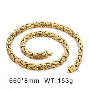 Gold-Plating Safety buckle, versatile square chain, cast imperial double-layer chain necklace - KN111209-KJX
