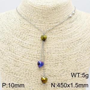 Stainless Steel Stone & Crystal Necklace - KN111472-Z