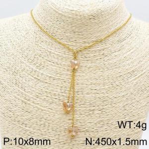 Stainless Steel Stone & Crystal Necklace - KN111474-Z