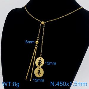 450x1.5mm simple and fashionable Gold-plated Stainless Steel Necklace with Pendant for Women - KN111596-Z