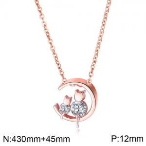 SS Rose Gold-Plating Necklace - KN111636-WGTY