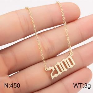 SS Gold-Plating Necklace - KN111782-WGNF