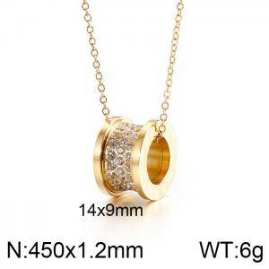 Stainless Steel Stone & Crystal Necklace - KN111844-K