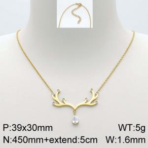 Stainless Steel Stone Necklace - KN112222-GC