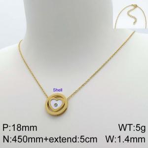Stainless Steel Stone Necklace - KN112229-GC
