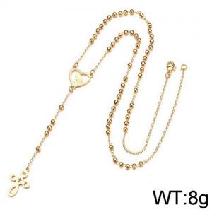 Stainless Steel Rosary Necklace - KN112797-WGHF