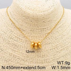 Women Casual 450mm Gold-Plated Stainless Steel Necklace with 3 Gold Rings Pendants - KN113578-ZC