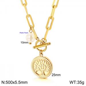 SS Gold-Plating Necklace - KN113609-Z