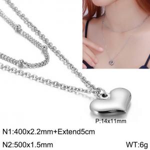 Korean simple heart-shaped small fresh peach heart pendant necklace - KN113850-Z
