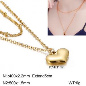 Korean simple heart-shaped small fresh peach heart pendant necklace - KN113851-Z