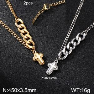 SS Gold-Plating Necklace - KN113856-Z