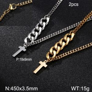 SS Gold-Plating Necklace - KN113857-Z