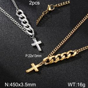 SS Gold-Plating Necklace - KN113858-Z