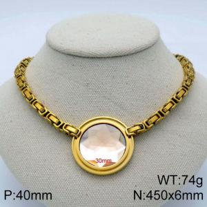 Stainless Steel Stone Necklace - KN114098-Z