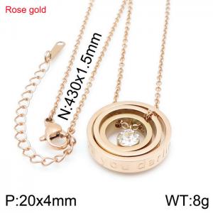 Stainless Steel Stone Necklace - KN114445-K