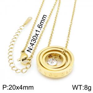 Stainless Steel Stone Necklace - KN114446-K