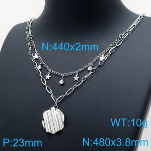 Stainless Steel Stone Necklace - KN114451-K