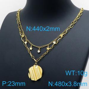 Stainless Steel Stone Necklace - KN114452-K