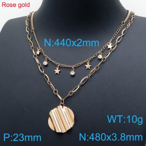 Stainless Steel Stone Necklace - KN114453-K