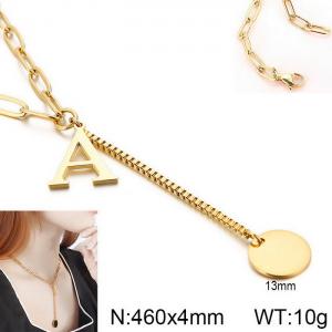 SS Gold-Plating Necklace - KN114953-Z