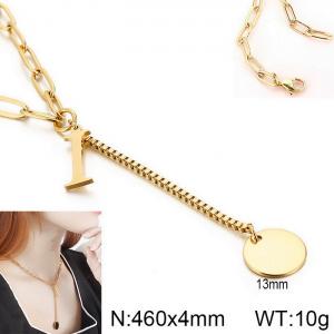 SS Gold-Plating Necklace - KN114961-Z