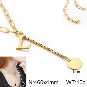 SS Gold-Plating Necklace - KN114964-Z